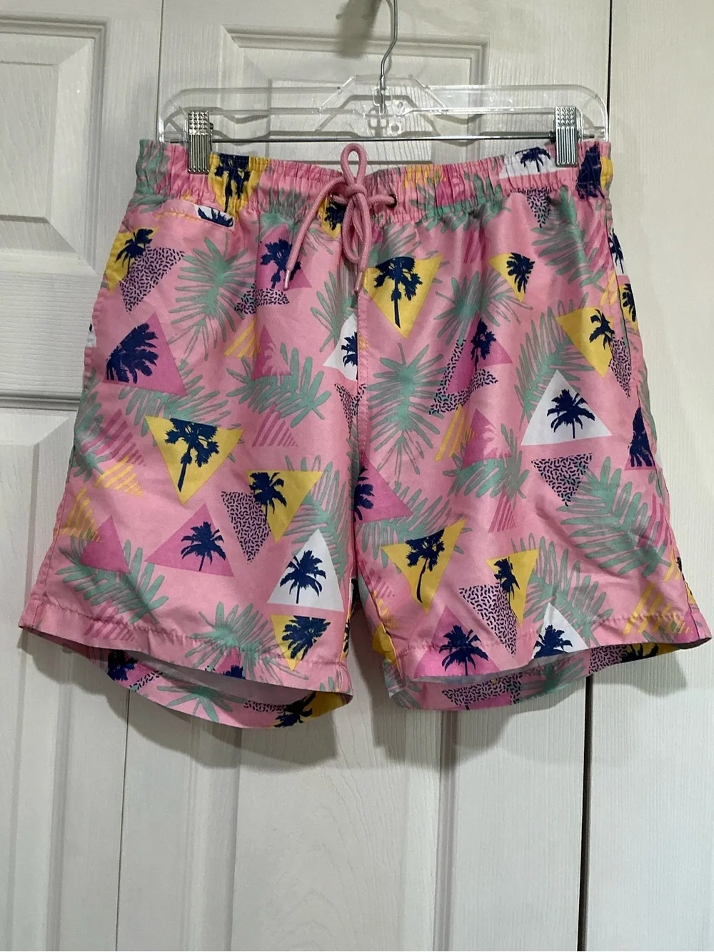 💙 Free Planet Men’s Pink Swim Suit Trunks Palm Trees - Large (01260)